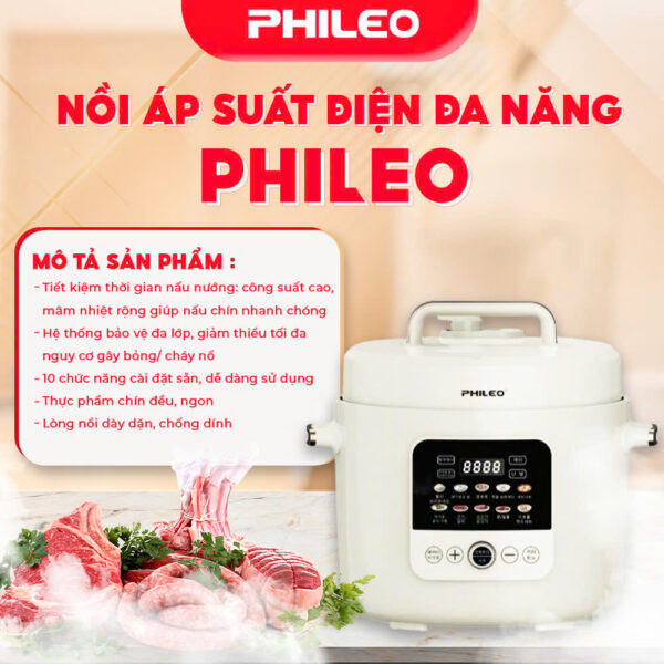 NỒI ÁP SUẤT ĐIỆN ĐA NĂNG PHILEO – PH 6000 - Hình ảnh 3